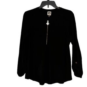 Anne Klein Women's Top‎ Medium Black Blouse